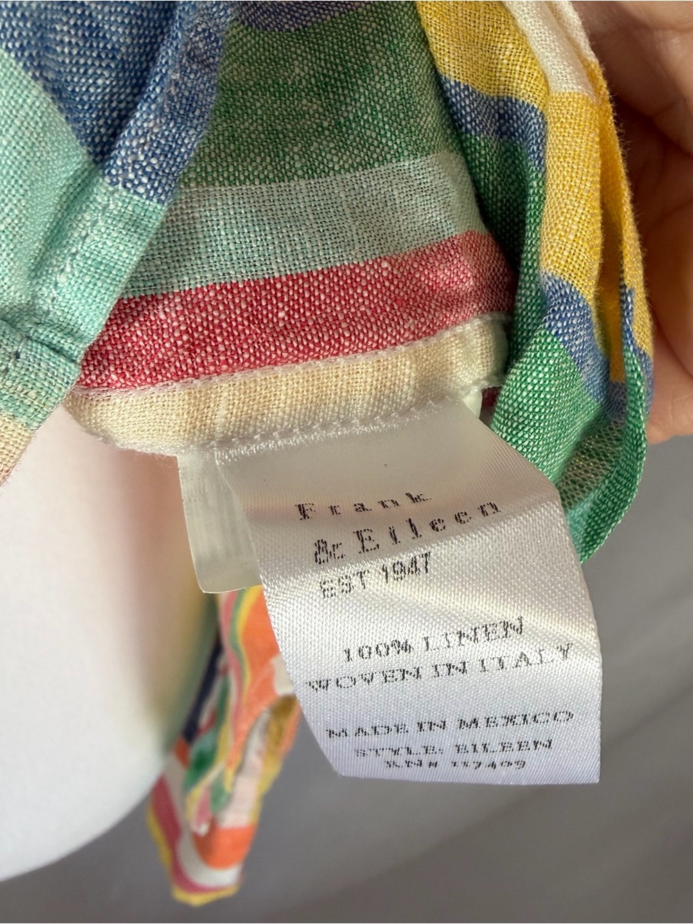 Frank & Eileen Colorful ‘Eileen’ Linen Vertical Stripe Button-Up Shirt Medium - Picture 7 of 9